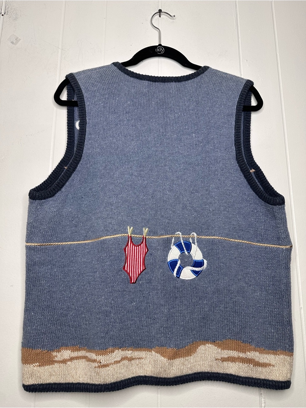 Mandal Day Light Blue Embroidered Summer Knit Vest - Picture 3 of 6